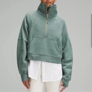 Lululemon scuba oversized funnel neck half zip in medium forest M/L